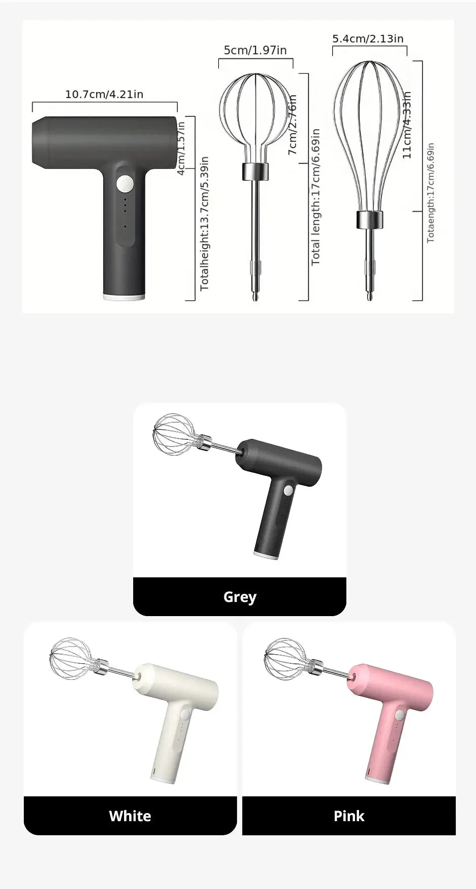 1PCS Wireless Electric Food Mixer – 3-Speed Egg Beater & Cream Mixer