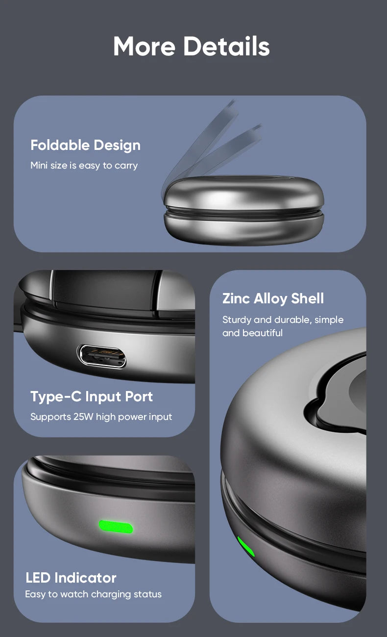 AUFU 3-in-1 Wireless Charger – Magnetic & Portable for iPhone & Apple Watch