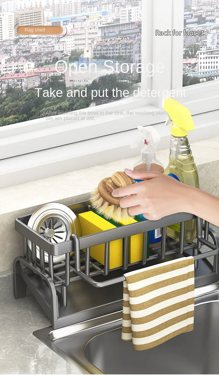 Kitchen Sink Sponge & Cleaning Cloth Storage Rack