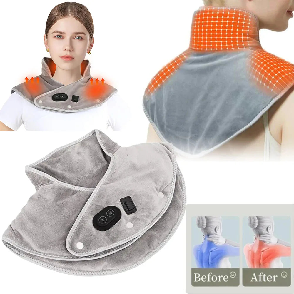 Electric Heated Shoulder & Neck Massager – USB Vibrating Wrap