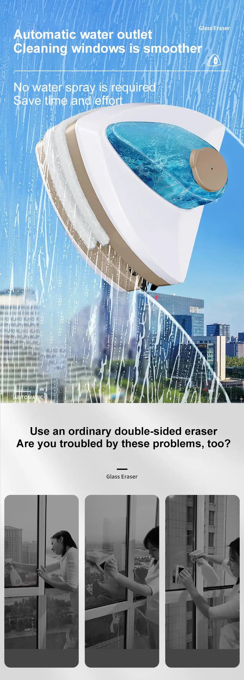 Magnetic Double-Layer Glass Window Cleaner – Home Use