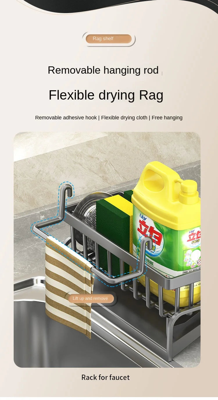 Kitchen Sink Sponge & Cleaning Cloth Storage Rack