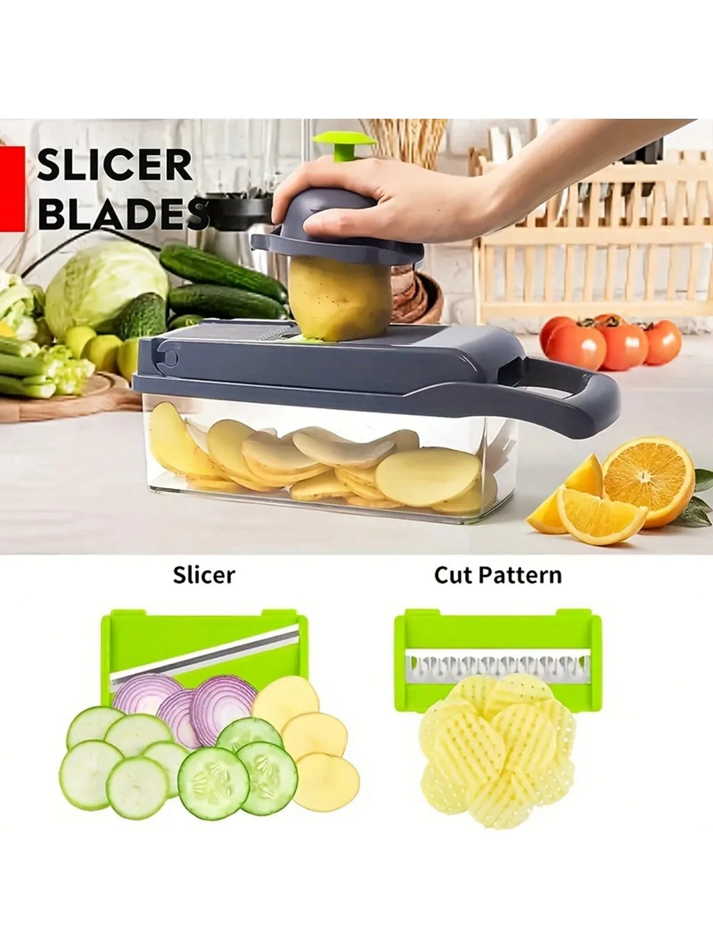 16pcs Vegetable Chopper Set – Onion & Food Slicer Dicer