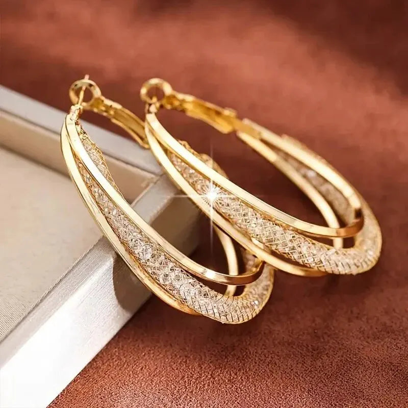 Gold Plated Crystal Hoops