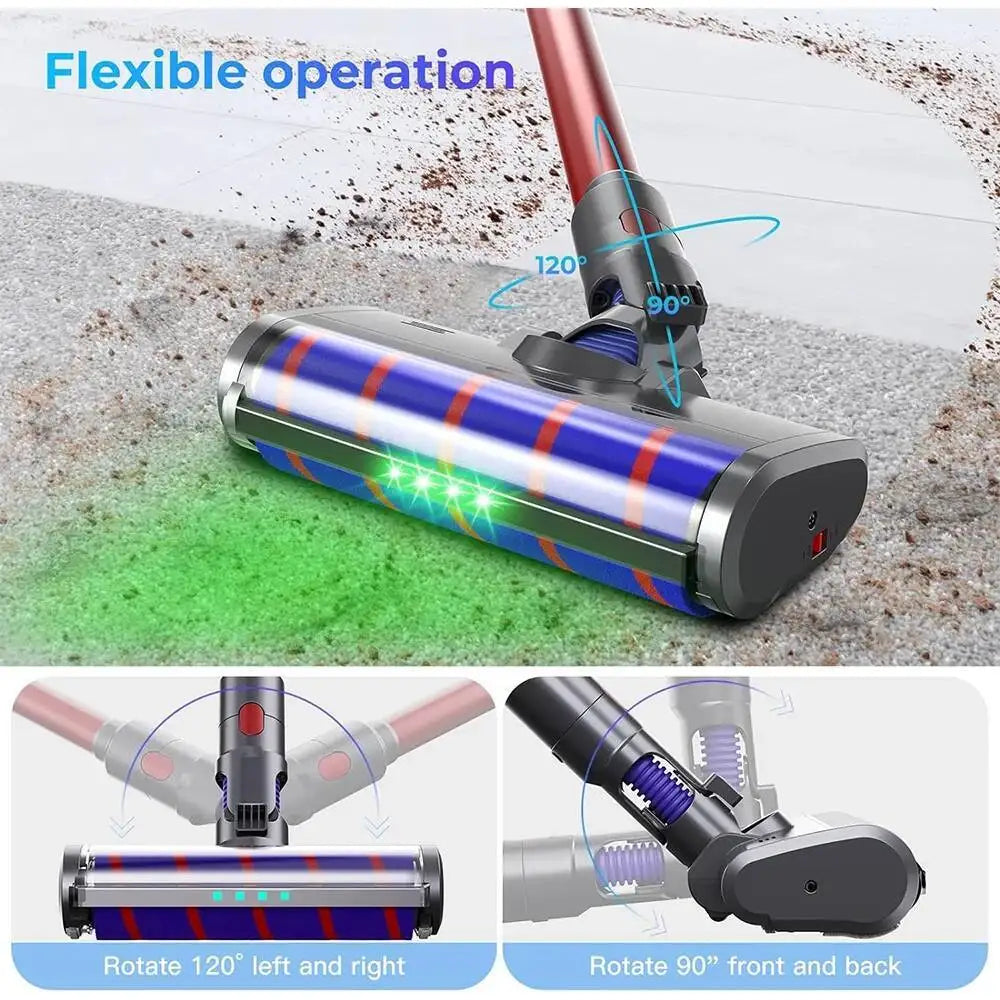 Soft Roller Brush for Dyson V7/V8/V10/V11/V15 – Direct Drive + 4 LED Lights
