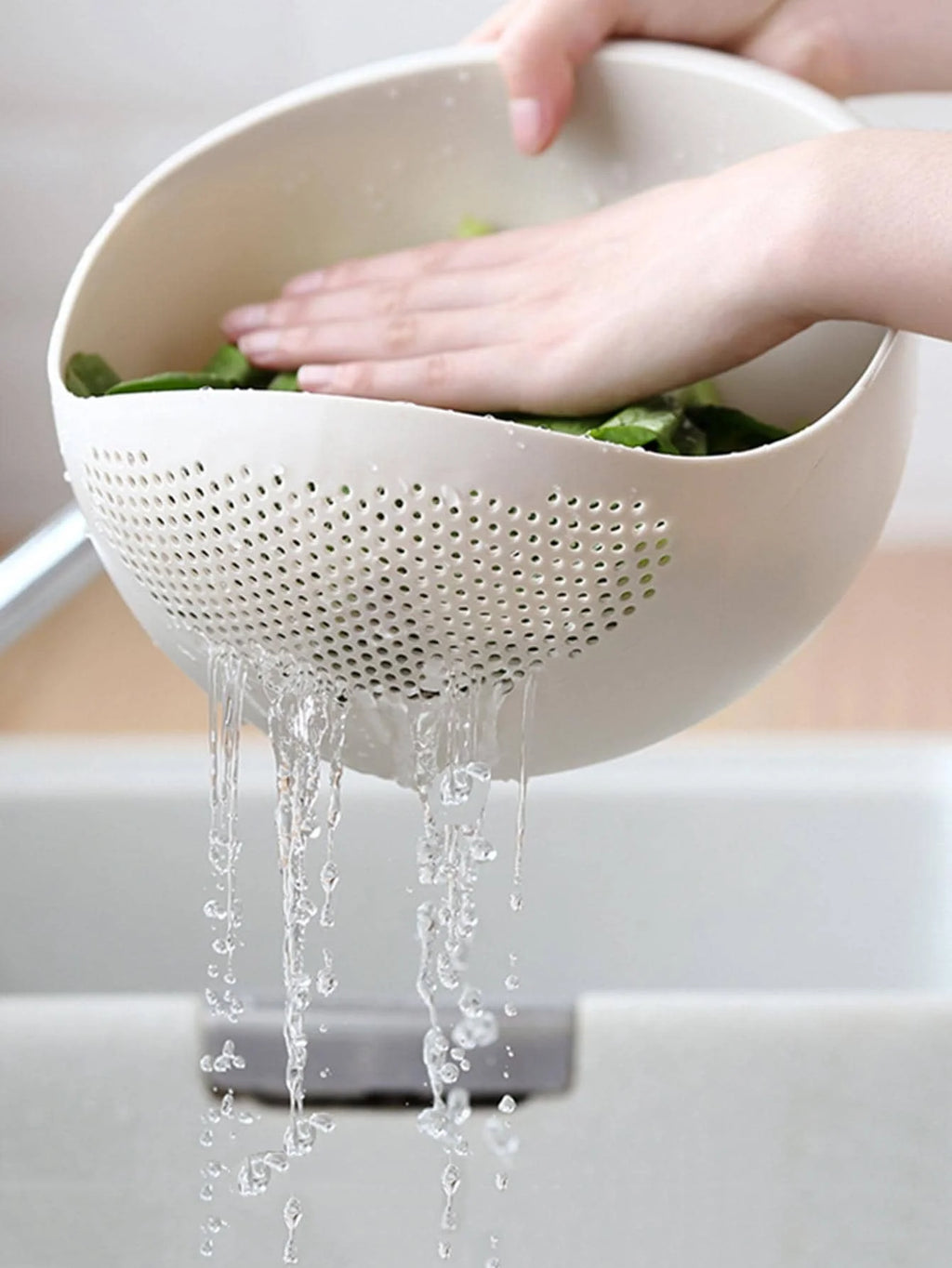 1/3 pcs – Colander Rice & Fruit Bowl with Handle, Kitchen Washing/Drain Basket