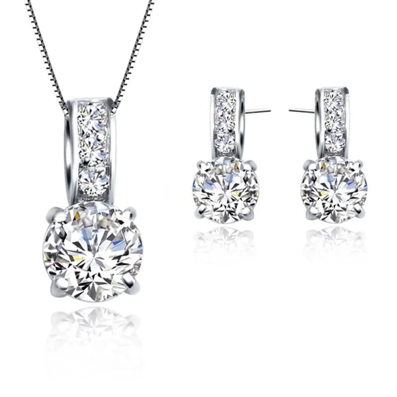 Luxury 925 Silver CZ Bridal Set