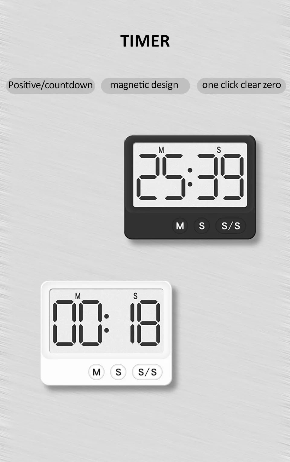 Digital Magnetic Countdown Timer – LCD Large Screen, Mute, Kids & Kitchen Use