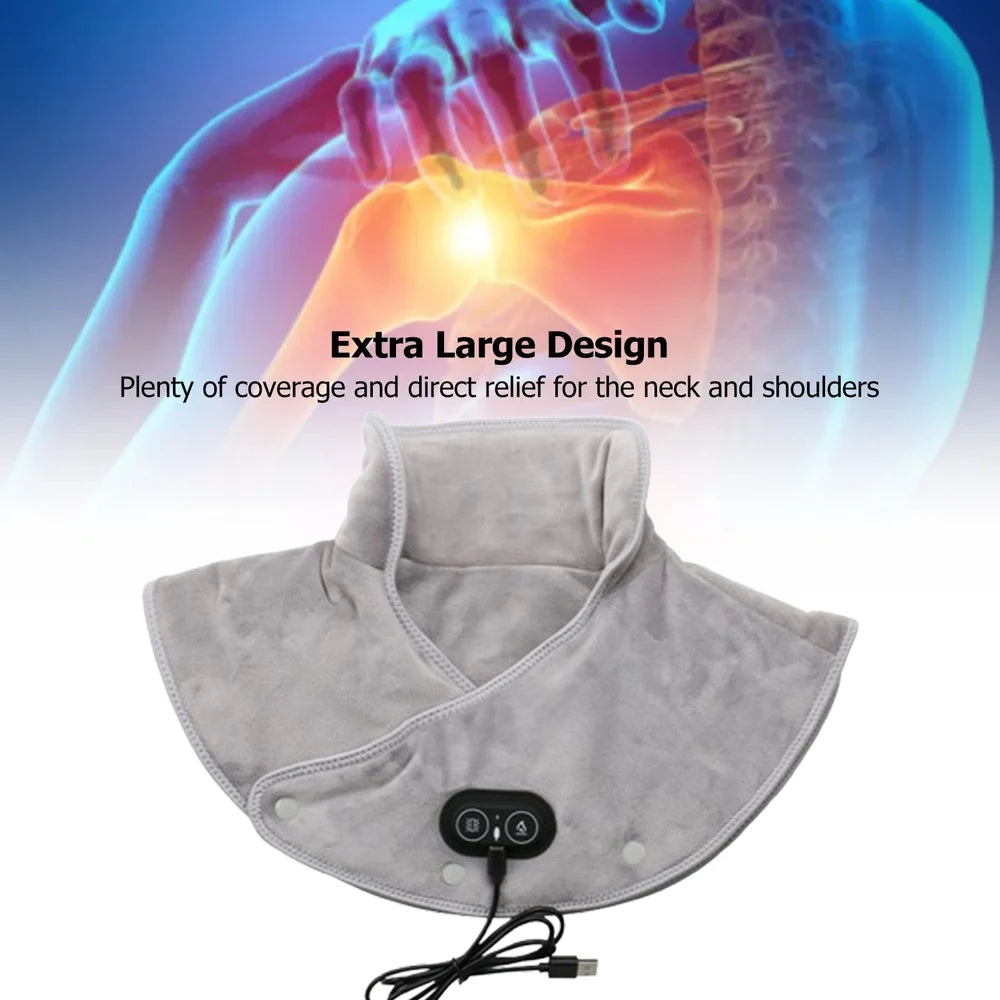 Electric Heated Shoulder & Neck Massager – USB Vibrating Wrap