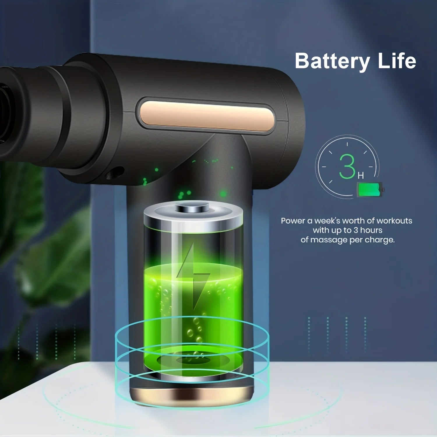 Portable Electric Massage Gun – LED Touch, 4 Interchangeable Heads