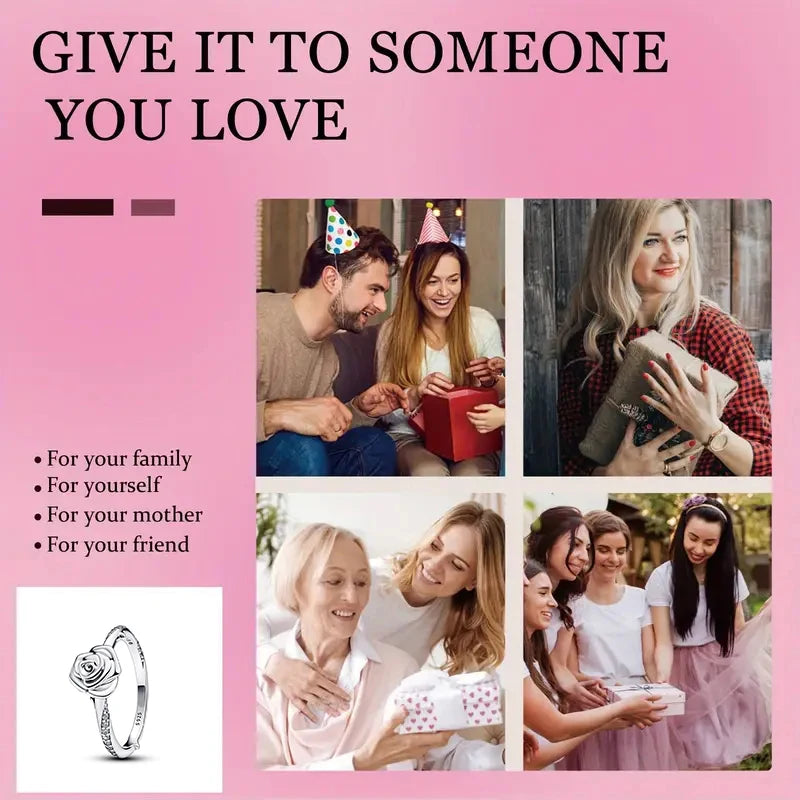 Luxury Silver Rose Ring