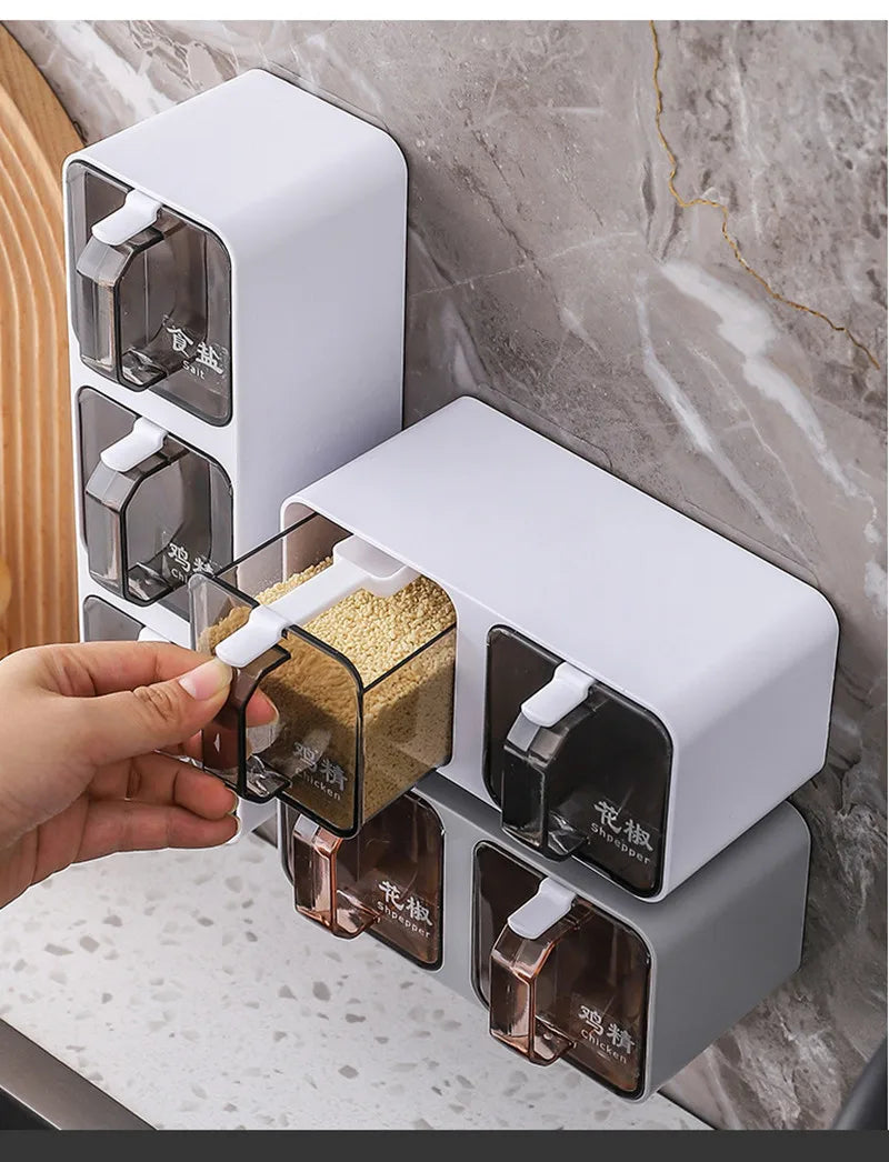 Wall-mounted Spice & Seasoning Organizer with Spoons