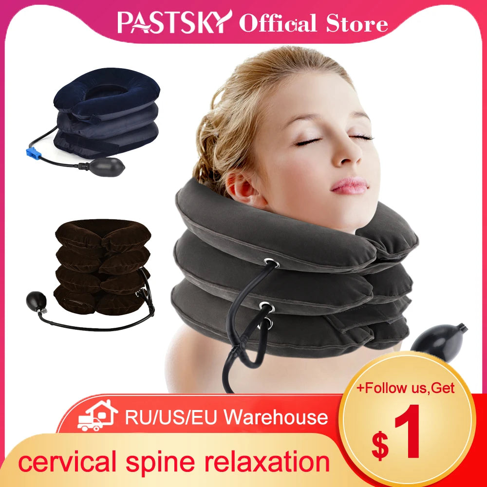 Inflatable 3-Layer Neck Brace for Pain Relief
