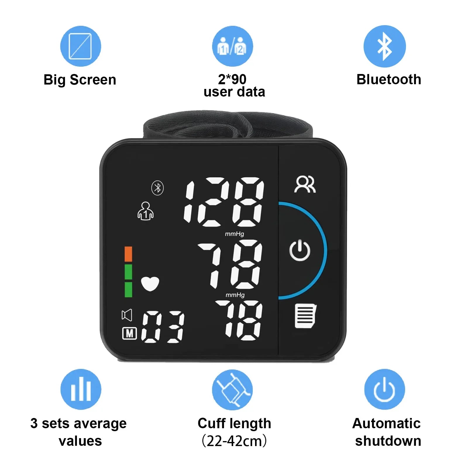 Smart Wrist Blood Pressure Monitor – Bluetooth & Voice