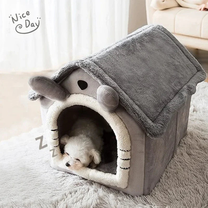 Foldable Pet House with Mattress – Winter Bed for Dogs & Cats