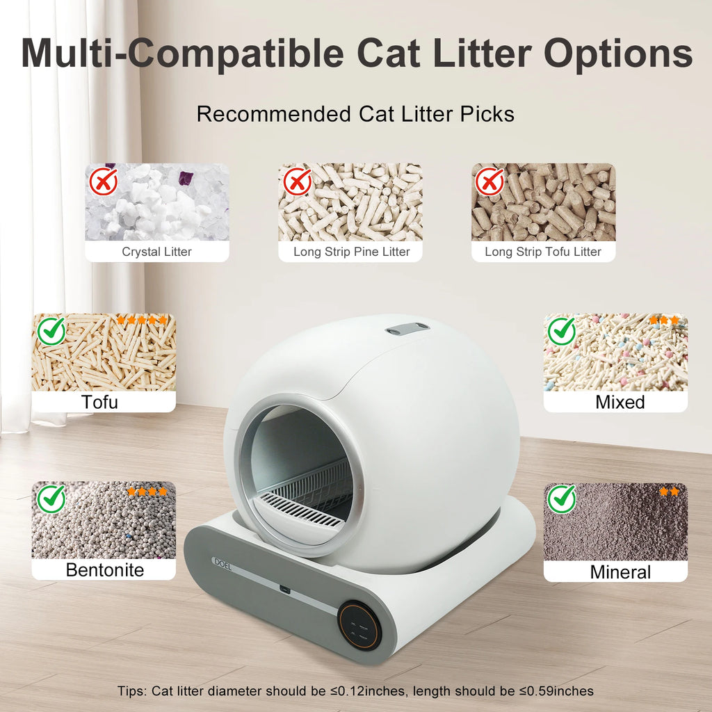 DOEL Self Cleaning Cat Litter Box 65L Automatic Cat Litter Box