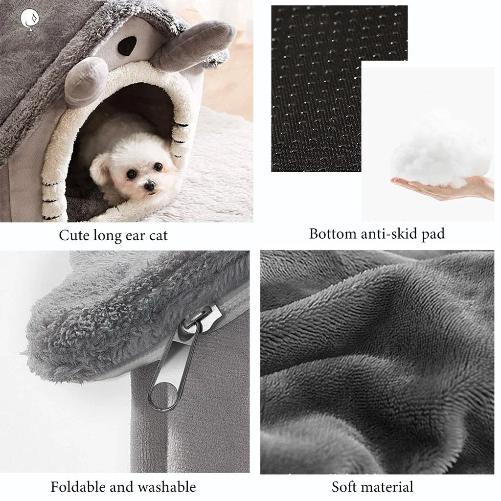 Foldable Pet House with Mattress – Winter Bed for Dogs & Cats