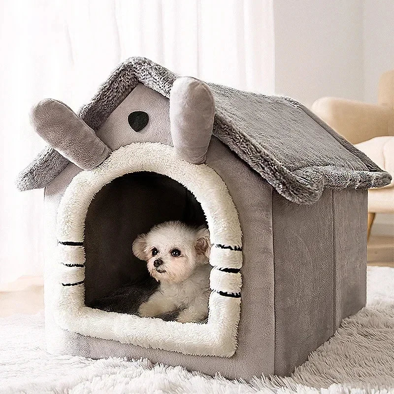 Foldable Pet House with Mattress – Winter Bed for Dogs & Cats