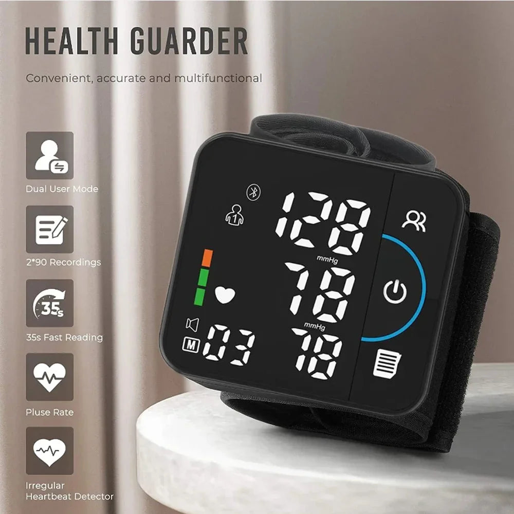 Smart Wrist Blood Pressure Monitor – Bluetooth & Voice