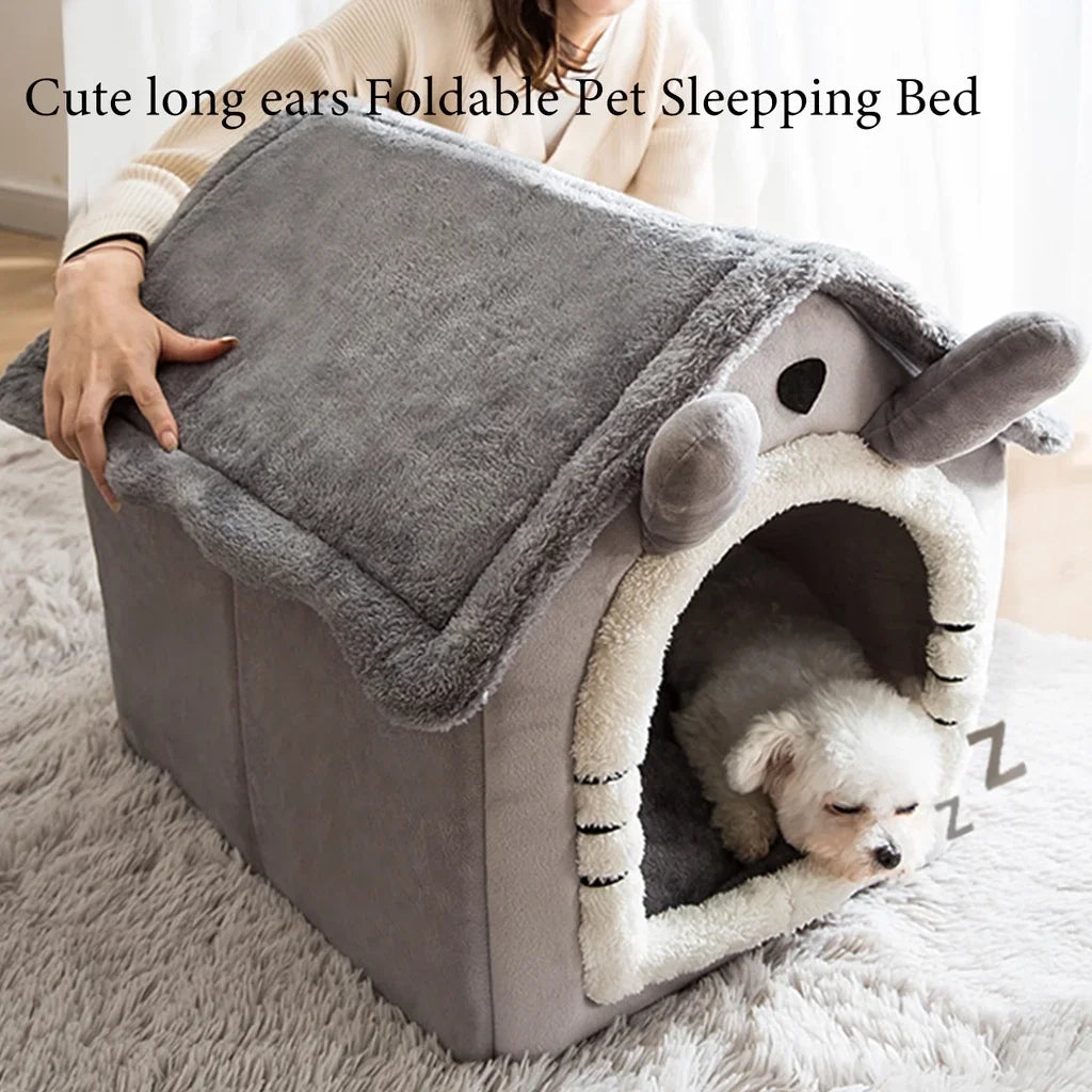 Foldable Pet House with Mattress – Winter Bed for Dogs & Cats