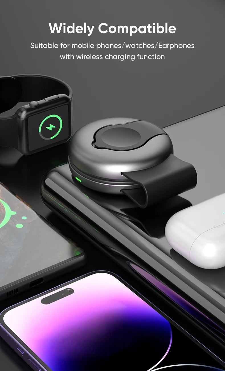 AUFU 3-in-1 Wireless Charger – Magnetic & Portable for iPhone & Apple Watch