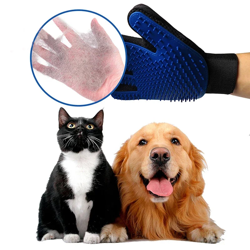 Silicone Pet Grooming Gloves – Hair Brush & Remover for Dogs & Cats