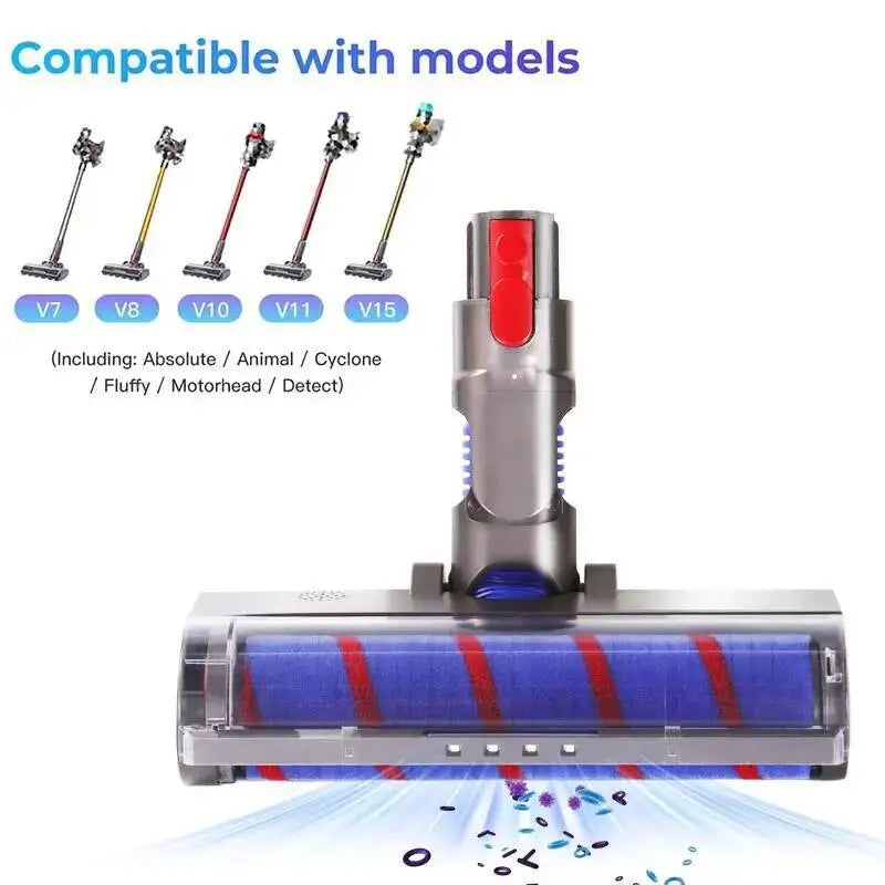 Soft Roller Brush for Dyson V7/V8/V10/V11/V15 – Direct Drive + 4 LED Lights