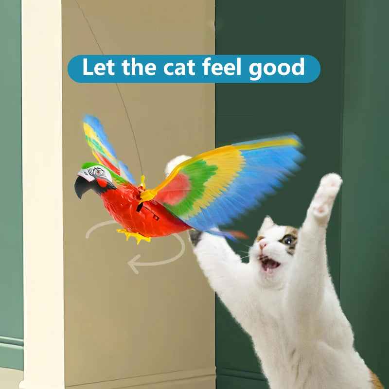 Interactive Flying Bird Cat Toy – Electric Teaser with Rope & Scratch Stick