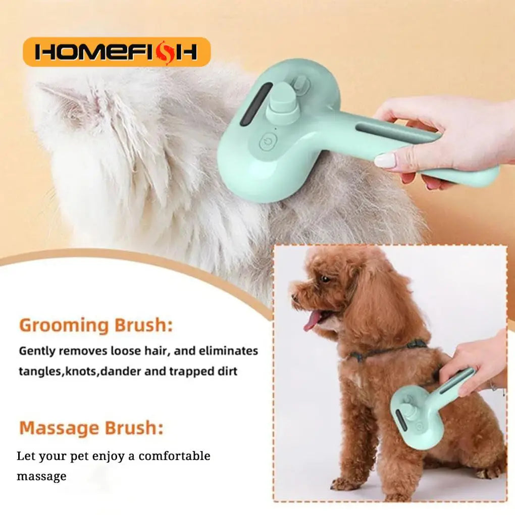 Steam Spray Dog Grooming Brush  Luxury Pet Brush