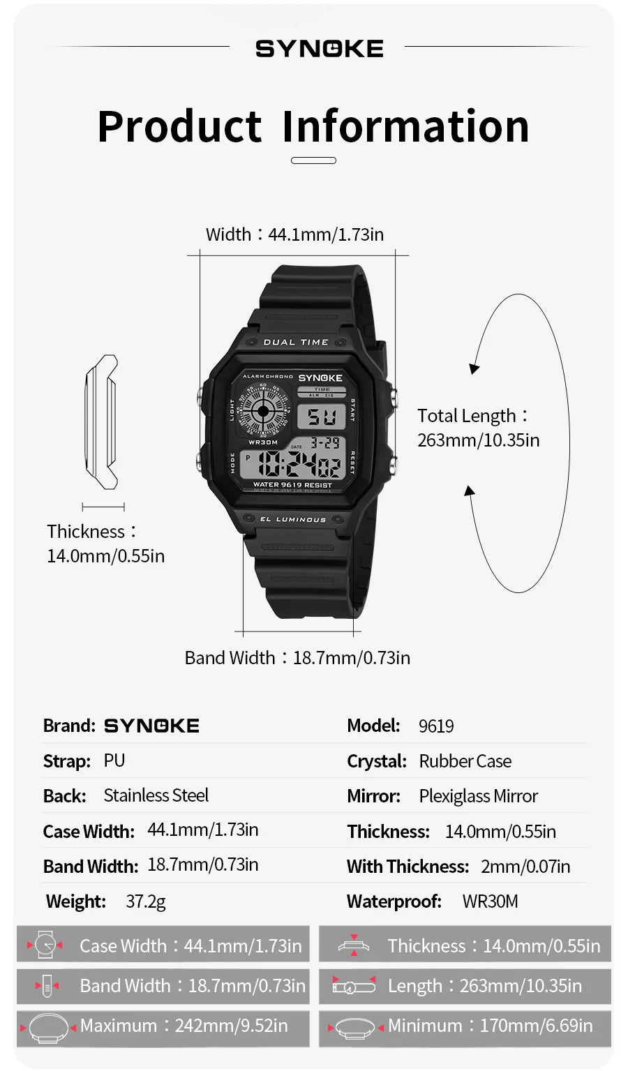 SYNOKE Men’s Digital Sports Watch