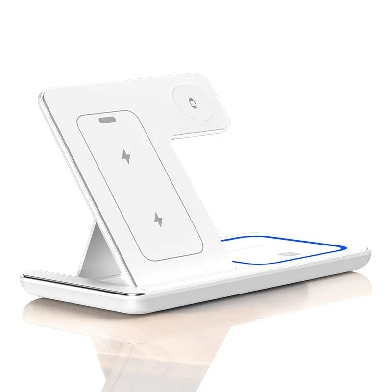 3‑in‑1 Fast Wireless Charger Stand – Foldable, LED Indicator, for Apple Devices