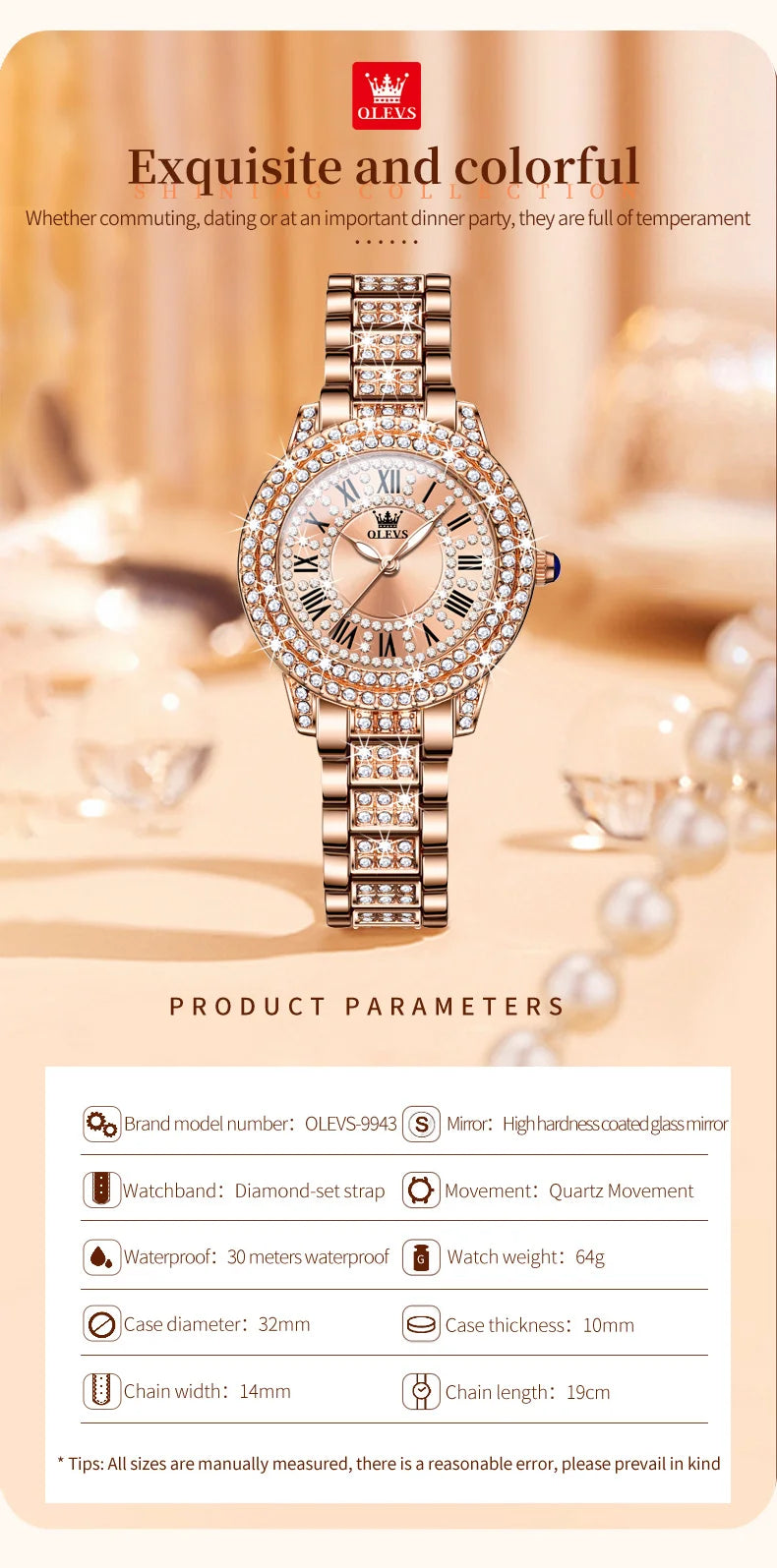 OLEVS Women’s Quartz Watch – Roman Dial