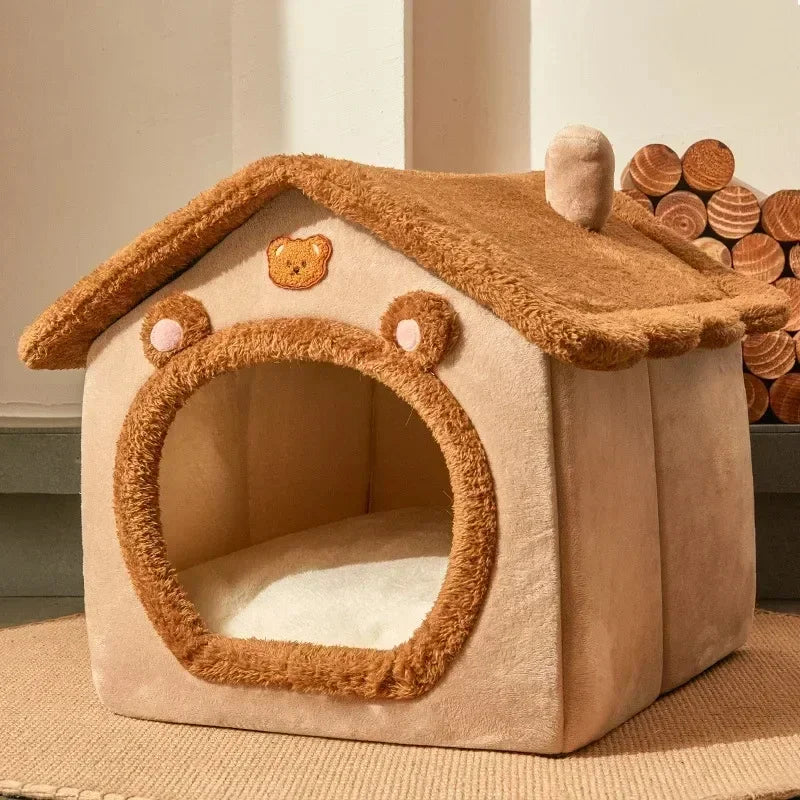Foldable Pet House with Mattress – Winter Bed for Dogs & Cats