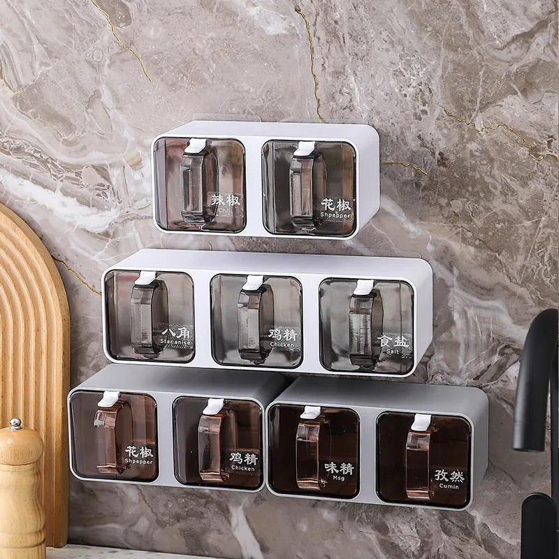 Wall-mounted Spice & Seasoning Organizer with Spoons