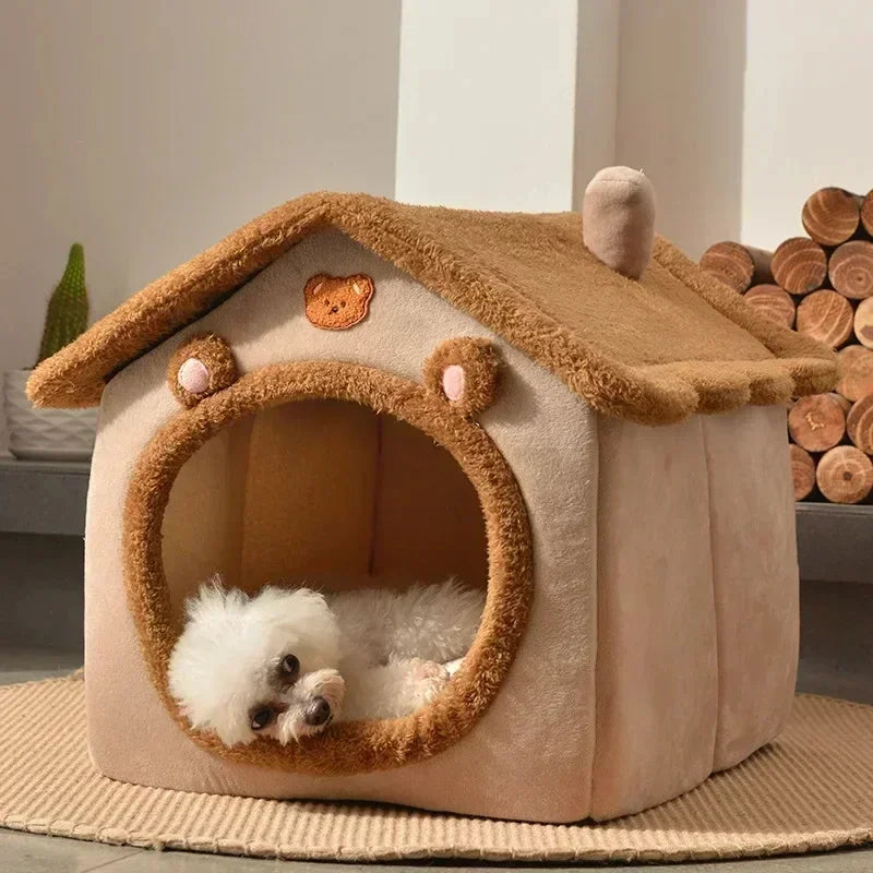 Foldable Pet House with Mattress – Winter Bed for Dogs & Cats
