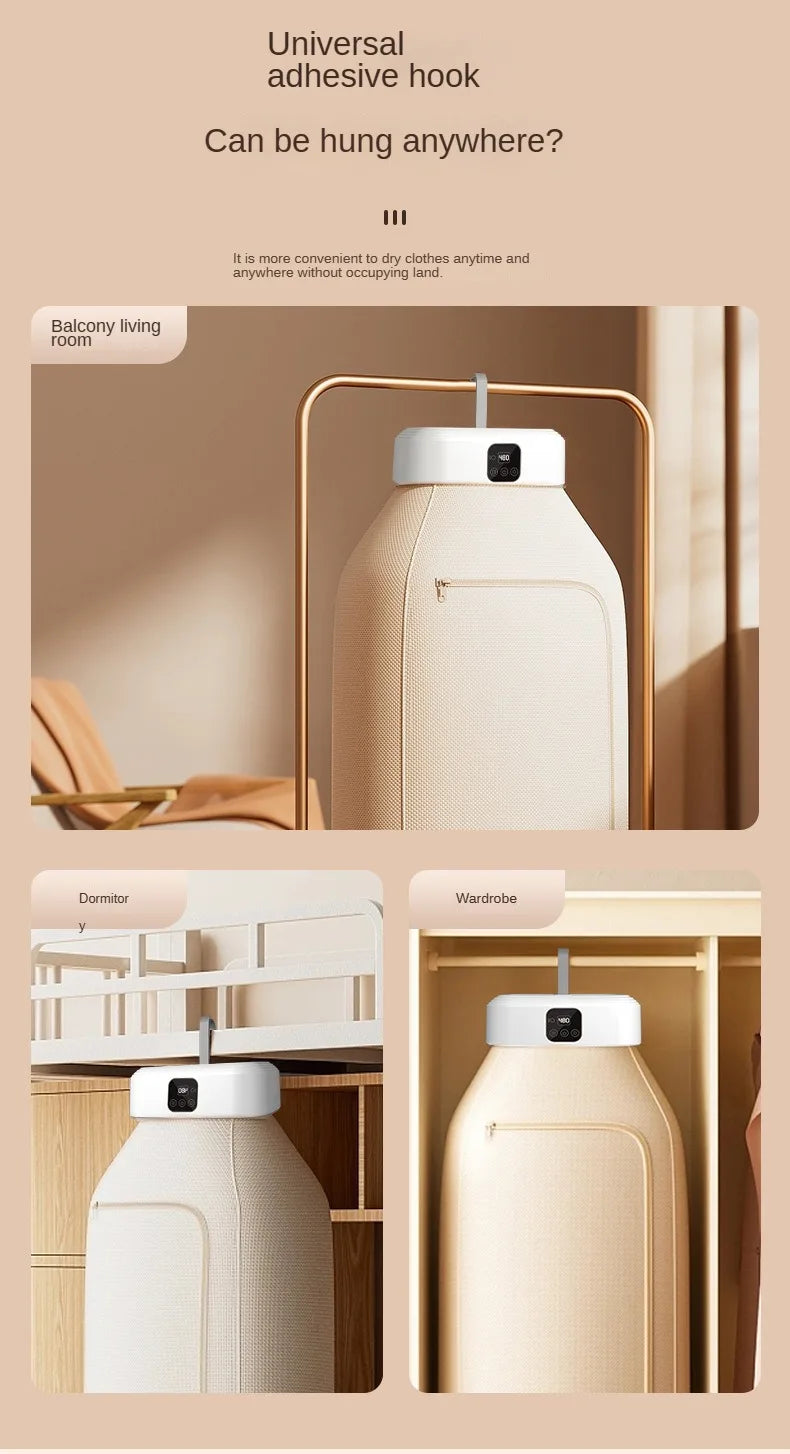 “Remote Control Electric Clothes Dryer – Multifunctional, Warm Air, Timer