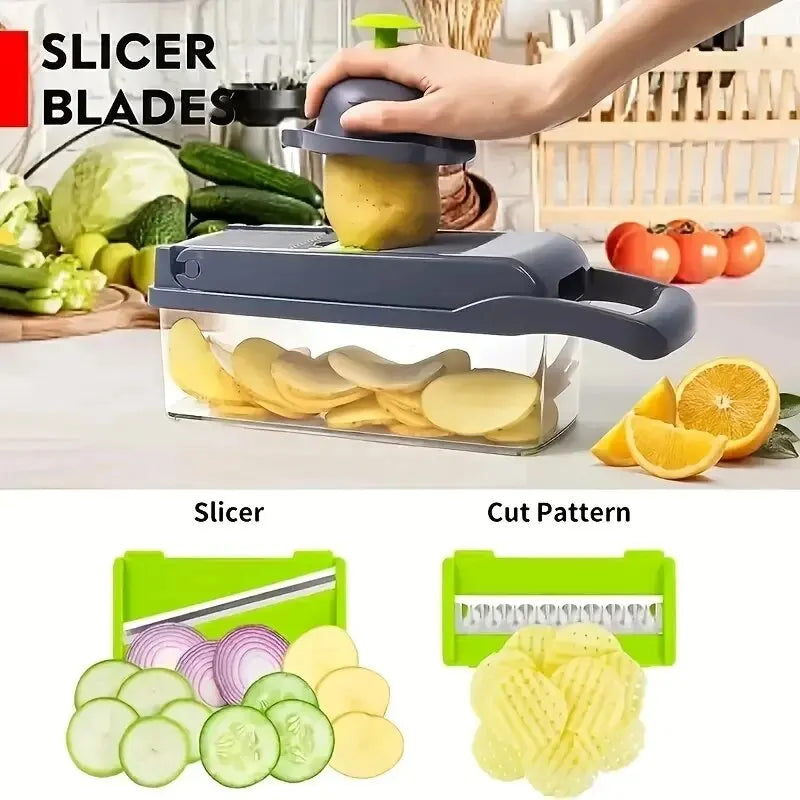 16pcs Vegetable Chopper Set – Onion & Food Slicer Dicer