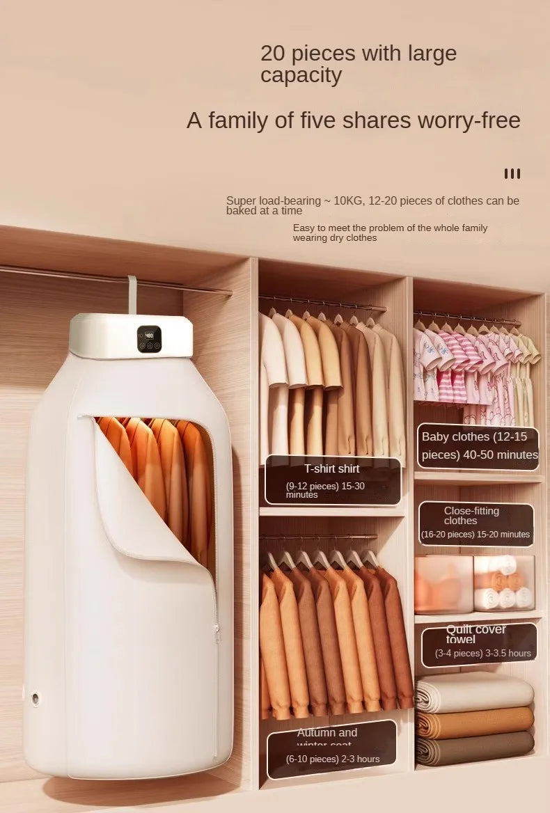 “Remote Control Electric Clothes Dryer – Multifunctional, Warm Air, Timer