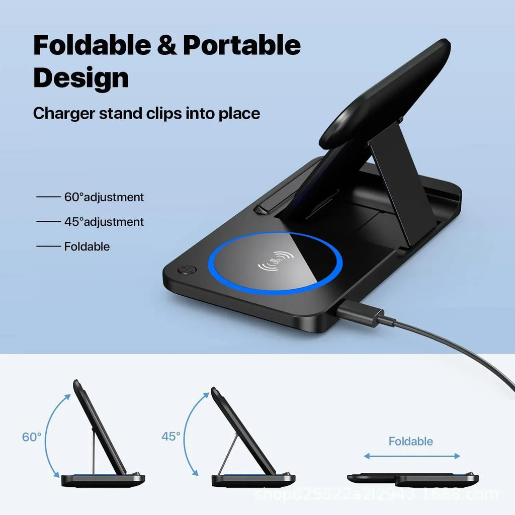 Foldable 30W 3‑in‑1 Wireless Charger for iPhone, Apple Watch & AirPods