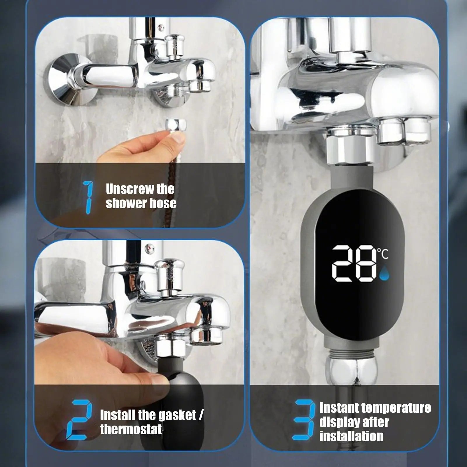 LED Digital Shower Temperature Gauge – Waterproof & Safe
