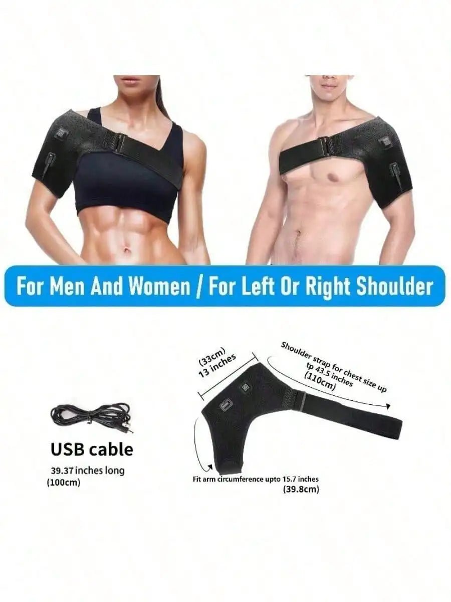 USB Electric Heated Shoulder Massager – Adjustable Brace for Muscle Relief