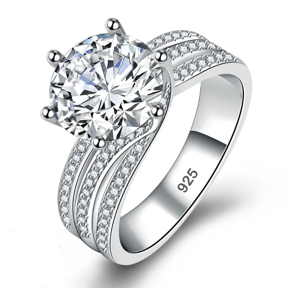 Silver Zircon Wedding Ring
