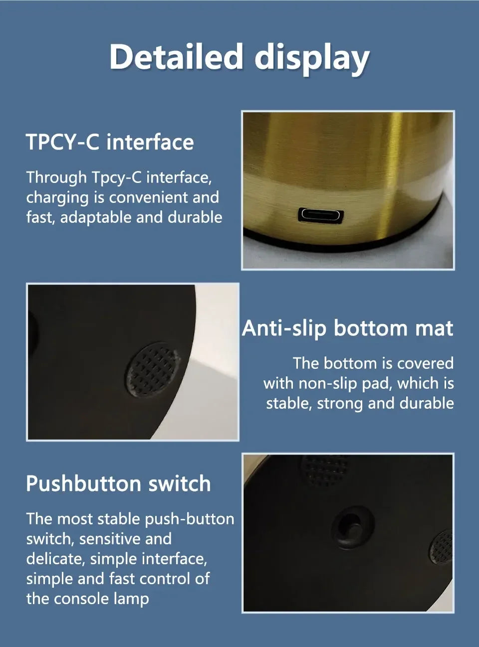 Retro LED Touch Table Lamp – 3 Colors, Rechargeable, Bedside & Outdoor Light