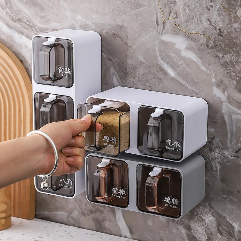 Wall-mounted Spice & Seasoning Organizer with Spoons