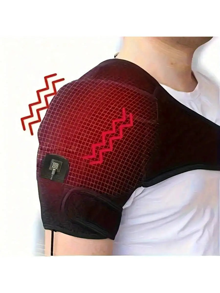 USB Electric Heated Shoulder Massager – Adjustable Brace for Muscle Relief