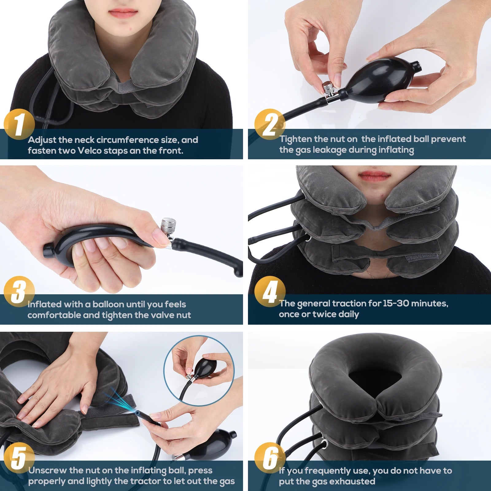 Inflatable 3-Layer Neck Brace for Pain Relief
