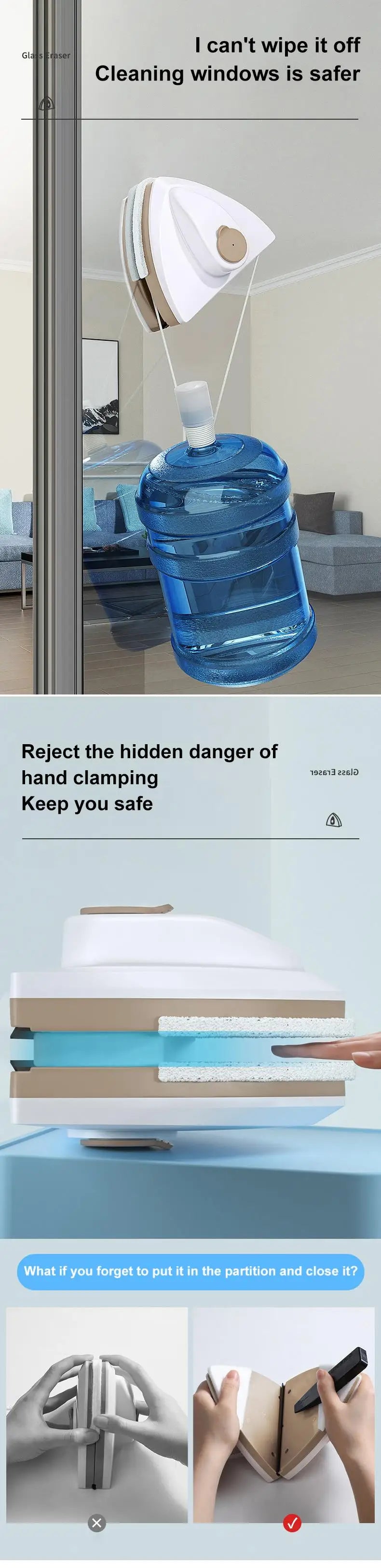 Magnetic Double-Layer Glass Window Cleaner – Home Use