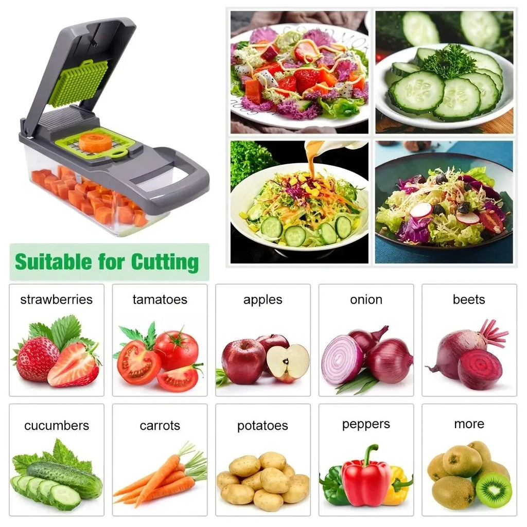 16pcs Vegetable Chopper Set – Onion & Food Slicer Dicer