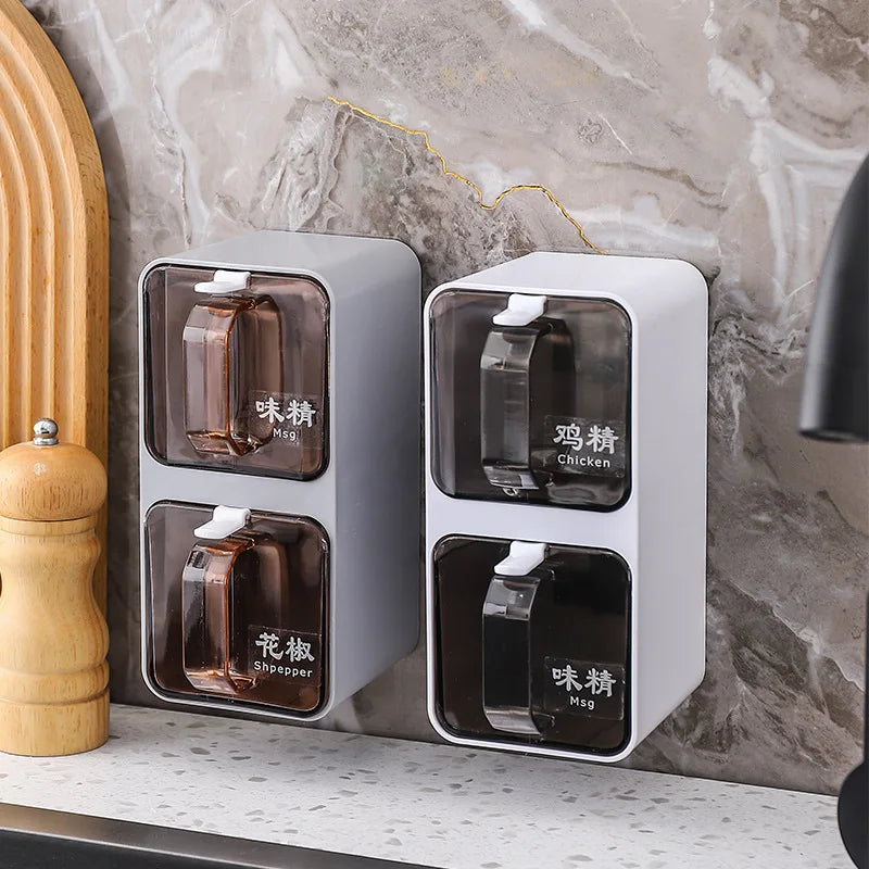 Wall-mounted Spice & Seasoning Organizer with Spoons