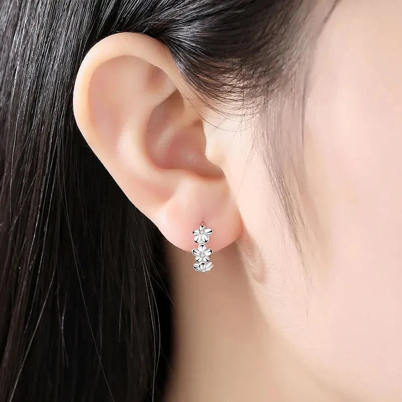 Luxury Silver Flower Studs